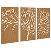 vidaXL Puutarhaseinäkoristeet 3 kpl 105x55 cm corten teräs puukuvio