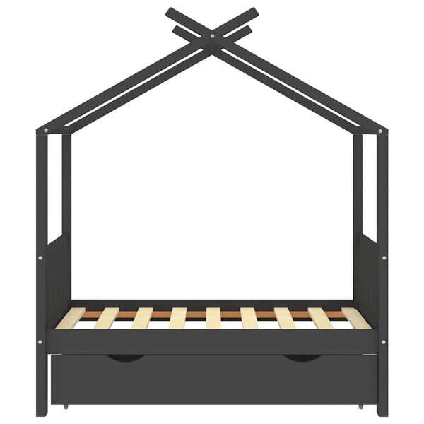 vidaXL Lasten s&auml;ngynrunko laatikolla t.harmaa t&auml;ysi m&auml;nty 70x140 cm