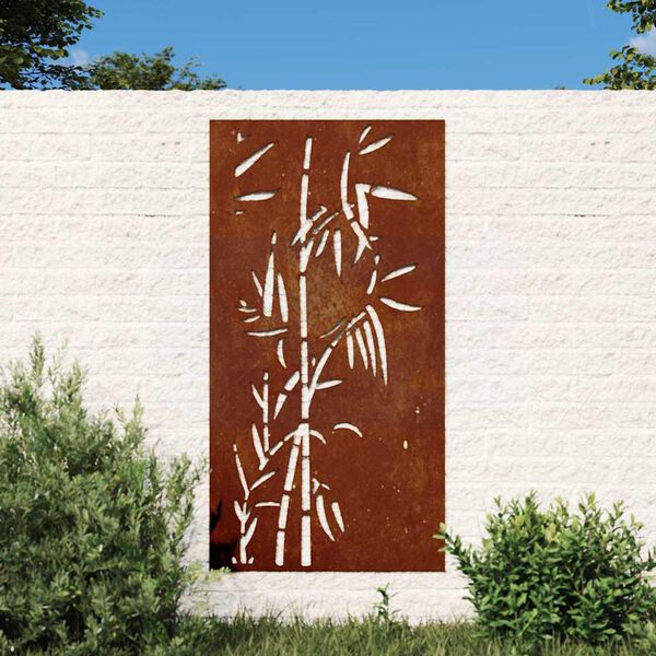 vidaXL Puutarhasein&auml;koriste 105x55 cm corten ter&auml;s bambukuvio