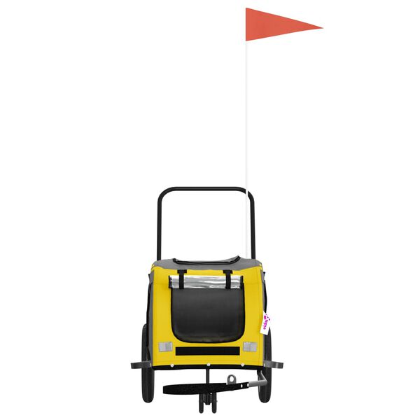 vidaXL Lemmikinkuljetuskärry polkupyörään kelt./musta kangas ja rauta