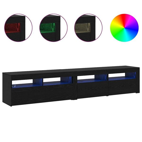 vidaXL TV-kaappi 2 pcs Musta tammi. 210 x 35 x 40 cm Tekninen puu