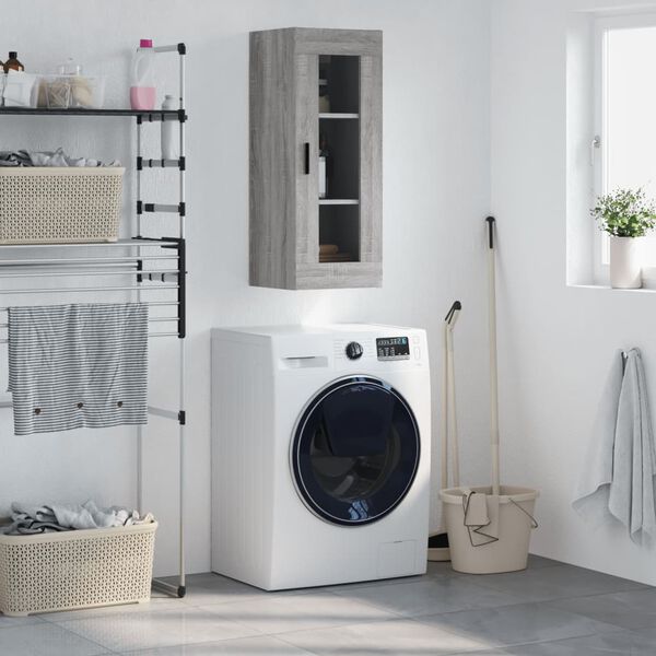 vidaXL Sein&auml;kiinnitett&auml;v&auml; kaappi harmaa Sonoma 34,5x34x90 cm