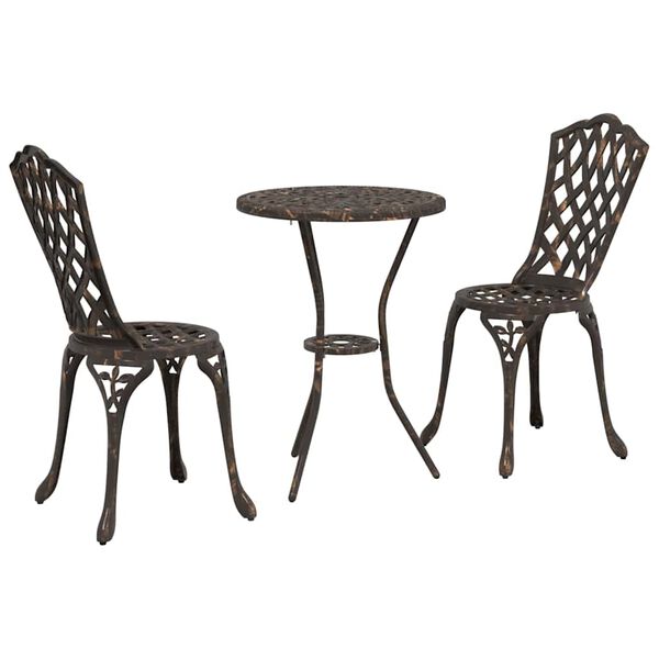 vidaXL Puutarhan Bistro Set 3 pcs pronssi Alumiini
