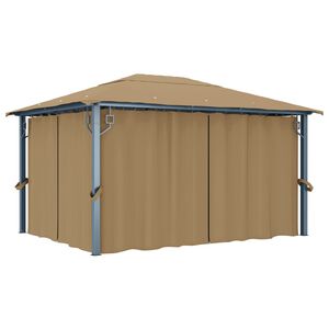 vidaXL Huvimaja verhoilla 400x300 cm harmaanruskea alumiini