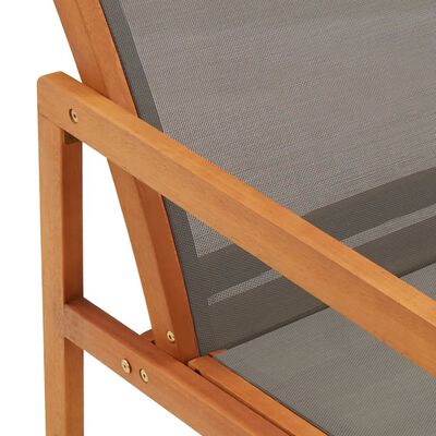 vidaXL Puutarhan nojatuoli harmaa täysi eukalyptuspuu ja textilene