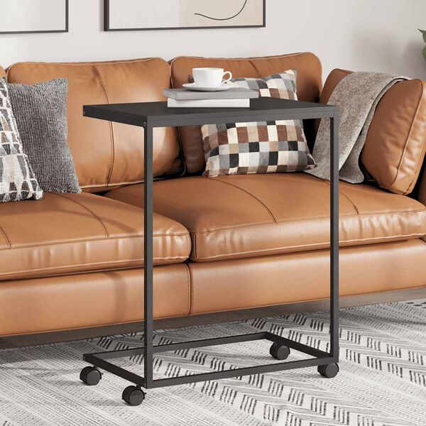 vidaXL Sivup&ouml;yt&auml; py&ouml;rill&auml; musta 55x35x70 cm tekninen puu