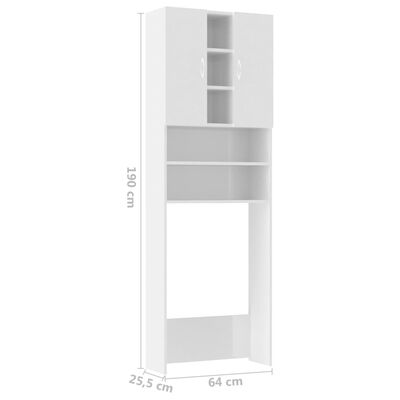 vidaXL Pesukonekaappi korkeakiilto valkoinen 64x25,5x190 cm