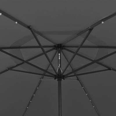 vidaXL Aurinkovarjo LED-valot ja metallitanko 400 cm antrasiitti
