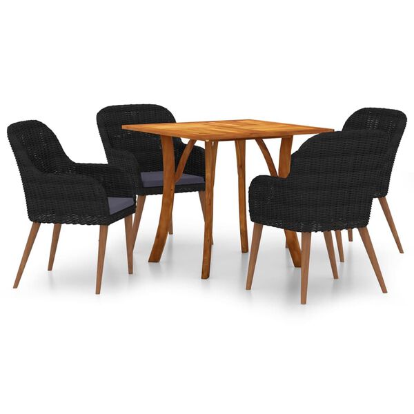 vidaXL 5-osainen Ulkoruokailuryhm&auml; musta