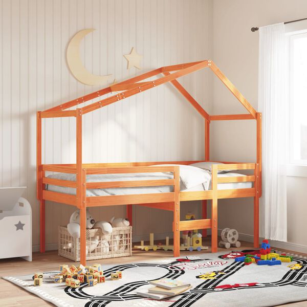 vidaXL Korotettu s&auml;nky katoksella vahanruskea 90x200 cm t&auml;ysi m&auml;nty