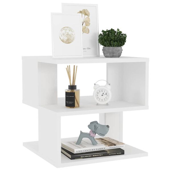 vidaXL Sivup&ouml;yt&auml; valkoinen 40x40x40 cm teknisest&auml; puusta