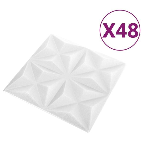 vidaXL Sein&auml;paneelit 48 pcs Origami Valkoinen 50 x 50 cm XPS Vaahdon