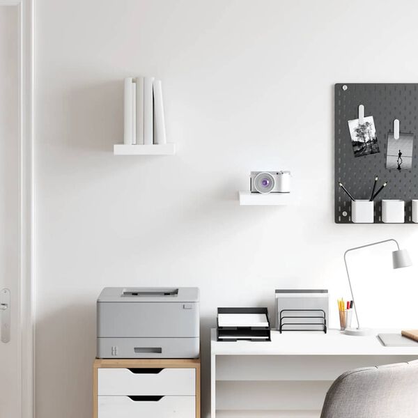 vidaXL Kelluvat sein&auml;hyllyt 2kpl korkeakiilto valk. 23x23,5x3,8 cm MDF