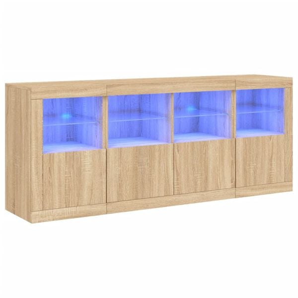 vidaXL Senkki LED-valoilla Sonoma-tammi 163x37x67 cm