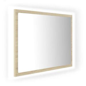 vidaXL LED-kylpyhuonepeili Sonoma-tammi 60x8,5x37 cm akryyli