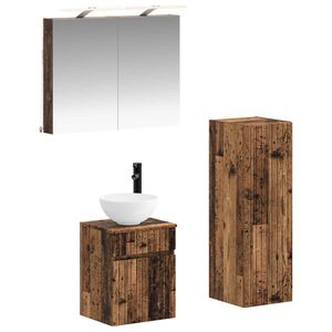 vidaXL Kylpyhuonekalustesetti 4 pcs Vanha puu Tekninen puu ja lasi