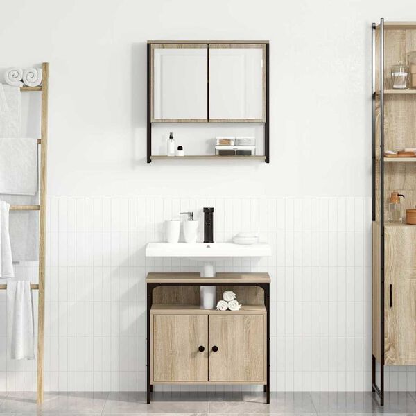 vidaXL Kylpyhuonekalustesetti hyllyll&auml; 2 pcs Ruskea 60 x 30 x 60 cm