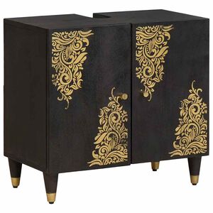 vidaXL Pesuallaskaappi ovella Musta 62 x 33 x 58 cm Kiinteä mango puu