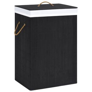 vidaXL Bambu pyykkikori 2 osiota musta 72 l