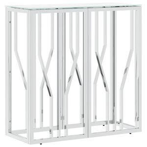 vidaXL Konsolip&ouml;yt&auml; hopea 70x30x70 cm ruostumaton ter&auml;s ja lasi