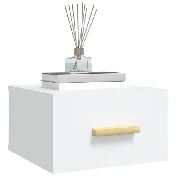 vidaXL Seinäkiinnitettävät yöpöydät 2 kpl valkoinen 35x35x20 cm