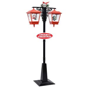 vidaXL Jouluinen katuvalaisin joulupukilla musta ja pun. 188 cm PVC
