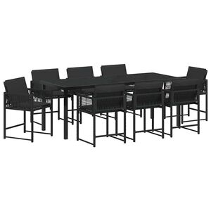 vidaXL Piharuokailu setti 9 pcs Musta polyrottinki