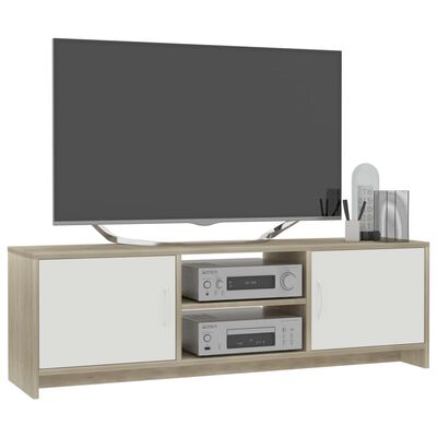 vidaXL TV-taso valkoinen ja Sonoma tammi 120x30x37,5 cm lastulevy