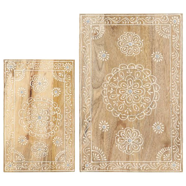 vidaXL 2-osainen K&auml;sinmaalattu sivup&ouml;yt&auml;sarja t&auml;ysi mangopuu