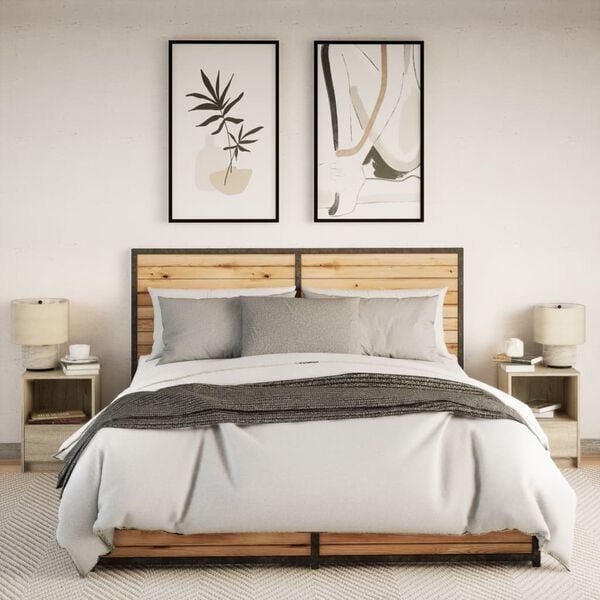 vidaXL Y&ouml;p&ouml;yt&auml; LED-valoilla 2 kpl Sonoma-tammi tekninen puu