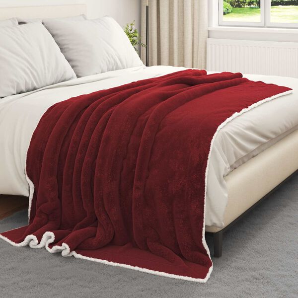 vidaXL Heittoviltti Bordeaux punainen 5FT King Size Fleese