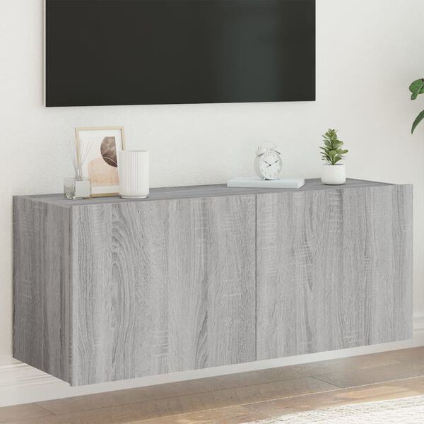 vidaXL TV-sein&auml;kaappi LED-valoilla harmaa Sonoma 100x35x41 cm