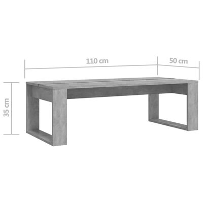 vidaXL Sohvapöytä betoninharmaa 110x50x35 cm tekninen puu