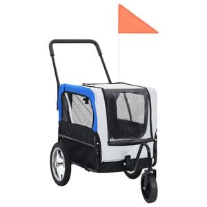 vidaXL 2-in-1 lemmikinkuljetusk&auml;rry/juoksurattaat harmaa ja sininen