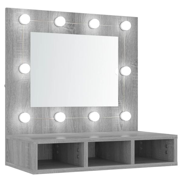 vidaXL Peilikaappi LED-valoilla harmaa Sonoma 60x31,5x62 cm
