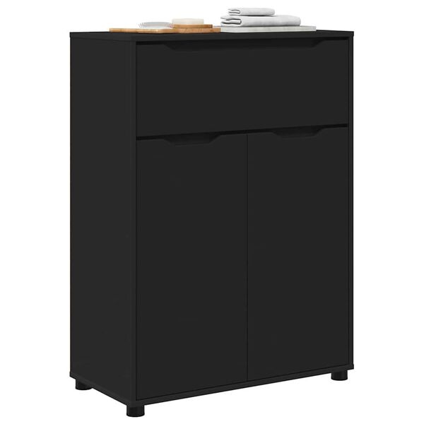 vidaXL Kylpyhuonekaappi ovella Musta 72,5 x 36,5 x 100 cm Tekninen puu