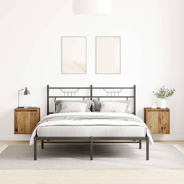 vidaXL Sein&auml;kiinnitett&auml;v&auml;t y&ouml;p&ouml;yd&auml;t 2 kpl vanhaa puuta 38x34x40 cm