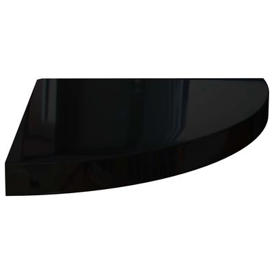 vidaXL Kelluva kulmahylly korkeakiilto musta 35x35x3,8 cm MDF