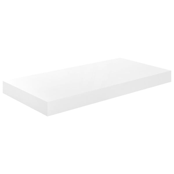vidaXL Kelluvat sein&auml;hyllyt 2 kpl korkeakiilto valk. 50x23x3,8 cm MDF