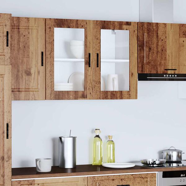 vidaXL Keitti&ouml;n sein&auml;kaappi lasiovella Porto vanhaa puuta