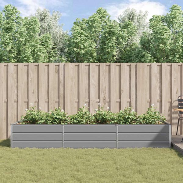 vidaXL Kukkalaatikko Vaaleanharmaa 195 x 100 x 45 cm Galvanoitu ter&auml;s