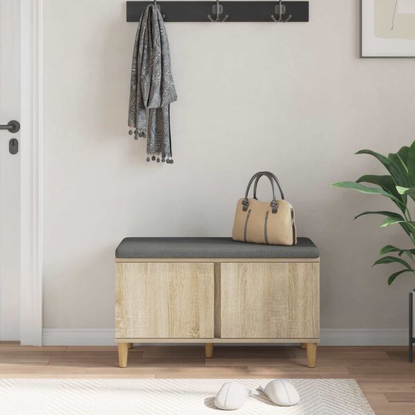 vidaXL Halli penkki tyynyll&auml; ovella Sonoman tammi 80 x 38 x 46 cm