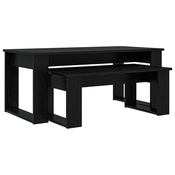 vidaXL Kahvip&ouml;yt&auml;setti 2 pcs Musta tammi. Tekninen puu