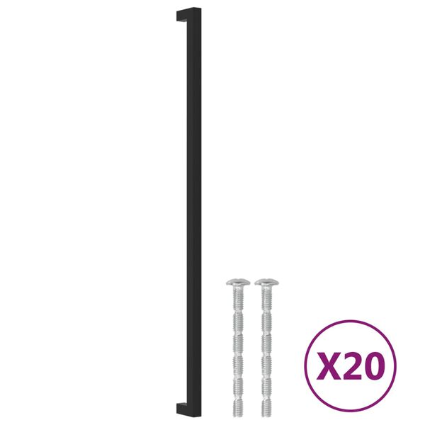 vidaXL Kaapin kahvat 20 kpl musta 480 mm ruostumaton ter&auml;s