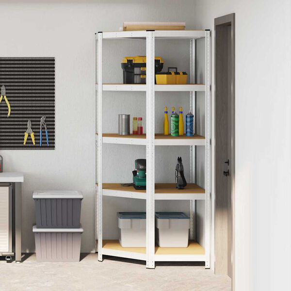 vidaXL Kulmahylly hyllyll&auml; Hopea 90 x 90 x 198 cm Tekninen puu