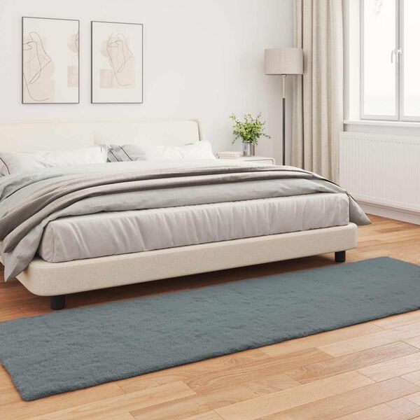 vidaXL Keinotekoinen Kanin Turkis Matto Olite Antrasiitti 80 x 250 cm