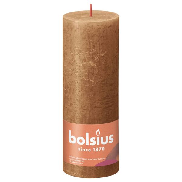 Bolsius Pilarikynttil&auml;t Shimmer 4 kpl rustiikkinen 190x68 mm mausteruskea