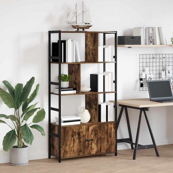 vidaXL Kirjahylly Savup&auml;hkin&auml; 80 x 30 x 155,5 cm Tekninen puu