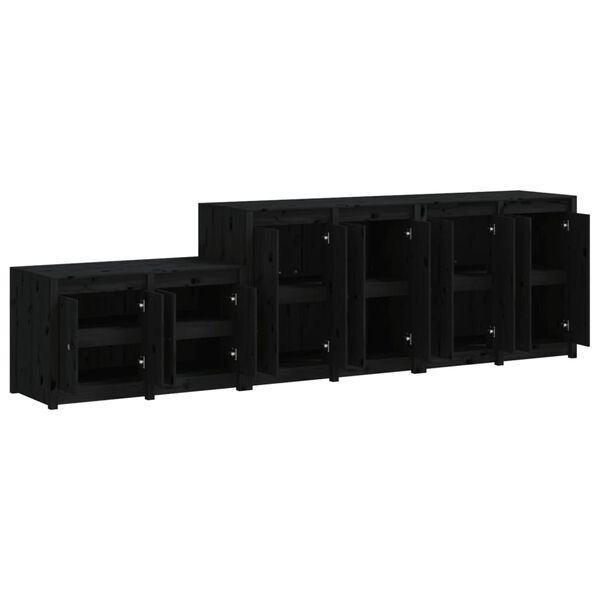 vidaXL Ulkokeitti&ouml;kaapit 3 kpl musta t&auml;ysi m&auml;nty