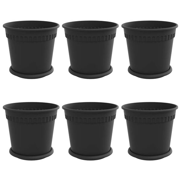 vidaXL Kasviruukut 6 pcs Musta &Oslash; 19 x 16 cm Muovi